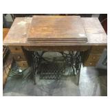Antique oak Singer sewing machine, treadle type