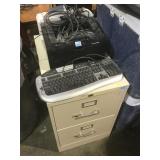 2 drawer metal file cabinets, and printers, as