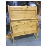 Sleigh style Single bed , rails, pine vg