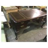 Mahogany chippendale desk, claw feet, tooled