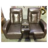 Leather double recliner with cup holders local