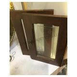 Pr Victorian era cabinet doors, walnut and etched