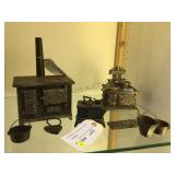 3 Antique Cast iron toy stoves , Venus, DOT, and