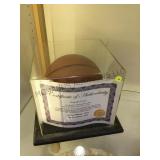 Shaquille ONeal autograhed basketball, in an