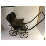 Antique doll buggy, original paint, top, good