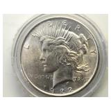 1922 Silver Peace Dollar, cased