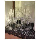 Waterford marquis crystal flutes & candle