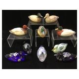 Signed hand painted Fenton ducks, 10 piece