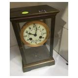 Antique Clock, French enameled face crystal