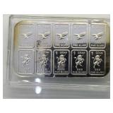 Sheet of 1g Silver ingots, 10 g total