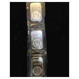 3- 1 Troy Oz. AMPEX SILVER BARS, 3 x $