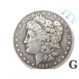 1891-CC MORGAN Silver Dollar