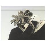 10 k gold ring w/ black fiamonds, size 5.5