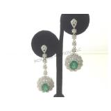 18k white gold cast & assembled emerald & diamond