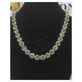 Sterling Peridot & white topaz necklace w/ gold
