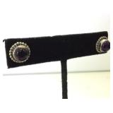 Sterling  South west style earrings w/ purple
