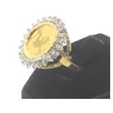 Gold panda .999 coin 14k gold ring, size 5.5