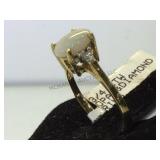 10k gold ring w/ opal & diamonds, size 5