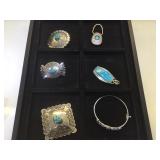 Assortment of Native Amer. Brooches, keychain