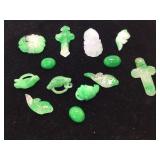 Lot of jade pendant pieces, crosses, & more