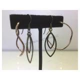 2- pairs of sterling earrings,hoop & dangle