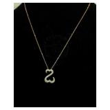 14k gold open heart diamond necklace