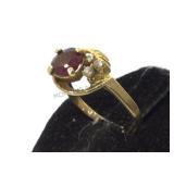 14 k gold ring w/ ruby, size 7