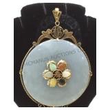 14 k gold & multi- gemstone large Asian style