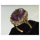 14 k gold ring w/ amethyst, size 7
