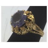 14 k gold ring w/sapphire, size 7