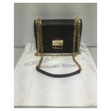 Michael Kors black leather chain snap lock