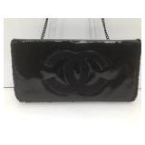 Chanel black pvc & fabric clutch w/ shoulder
