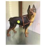 Antique cast iron bull dog door stop , wearing a