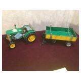 Tin litho keywind tractor and wagon , ex