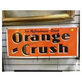 Orange Crush sign , porcelain on steel, 29 x 12