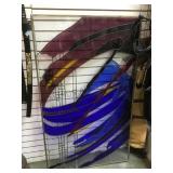 Stain leaded glass window, beveled inserts, 34 x