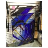 Stain leaded glass window, beveled inserts, 34 x