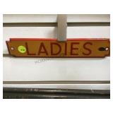 Vintage Ladies room sign, enamel on steel,