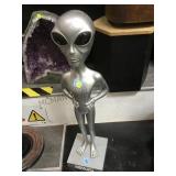 Area 51 Las Vegas Alien figure silver, 27 in H.