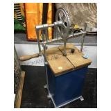 Antique butter churn dated 1907, blue paint,