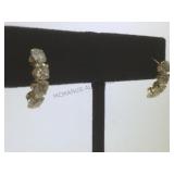 10 k gold earrings w/ clear gemstones