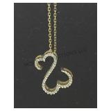 14 k gold & diamond open heart necklace