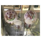 Rare Worcester china, 2 hand painted cup saucer