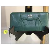 Coach Aqua leather zip around wallet