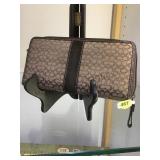 Coach brown mini signature zip around wallet