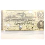 1863 $5 Confederate Currency