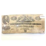 1862 $2 Confederate Currency
