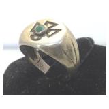 Sterling & turquoise thunderbird ring,hallmarked