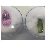 Green amethyst & kuntite gemstones