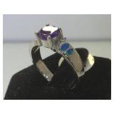 Sterling ring w/ multi gems, size 8